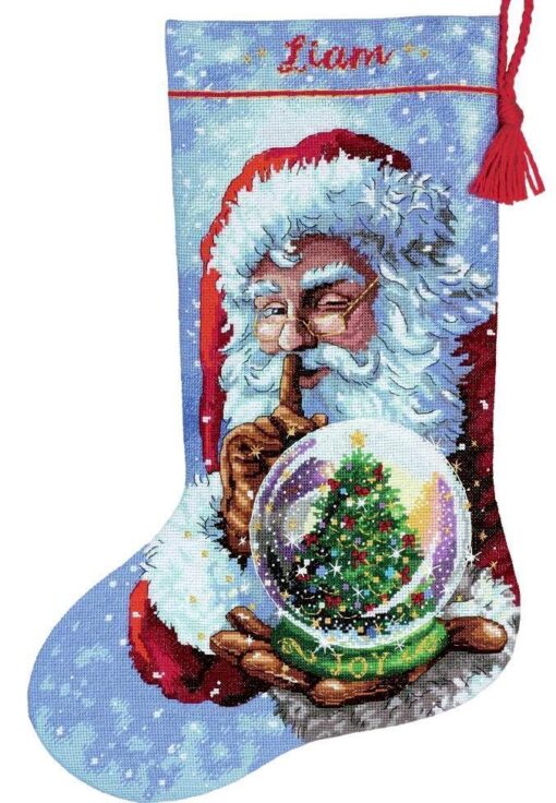 DIMENSIONS SANTAS SNOW GLOBE STOCKING