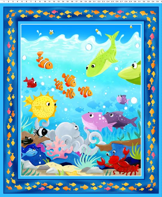 Home 4 UNDER THE SEA DIGITAL 36 QUILT PANEL